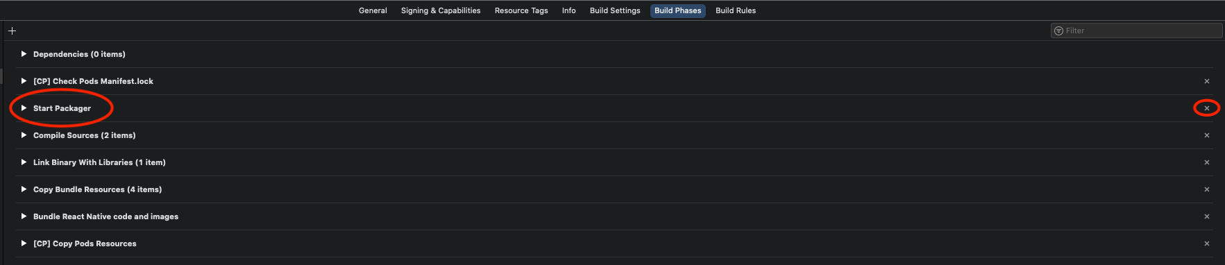 Remove start package manager from Xcode.