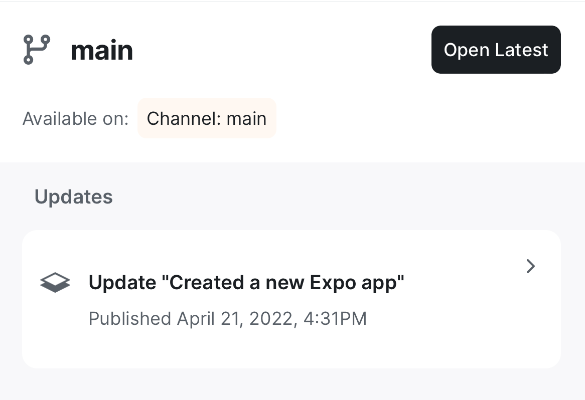 An example list of EAS Update that can be loaded in the expo-dev-client.