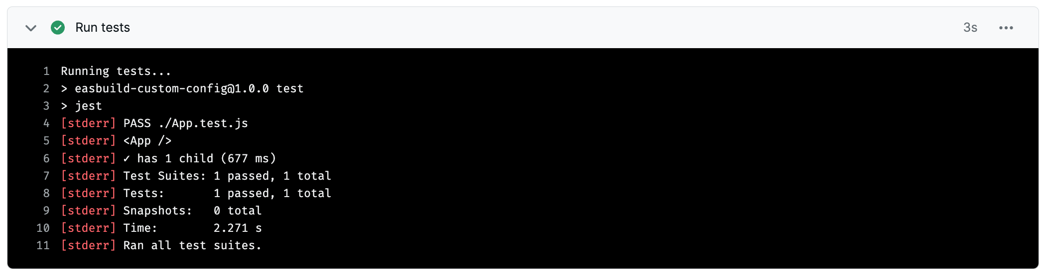 Example of a build config running tests on EAS Build.