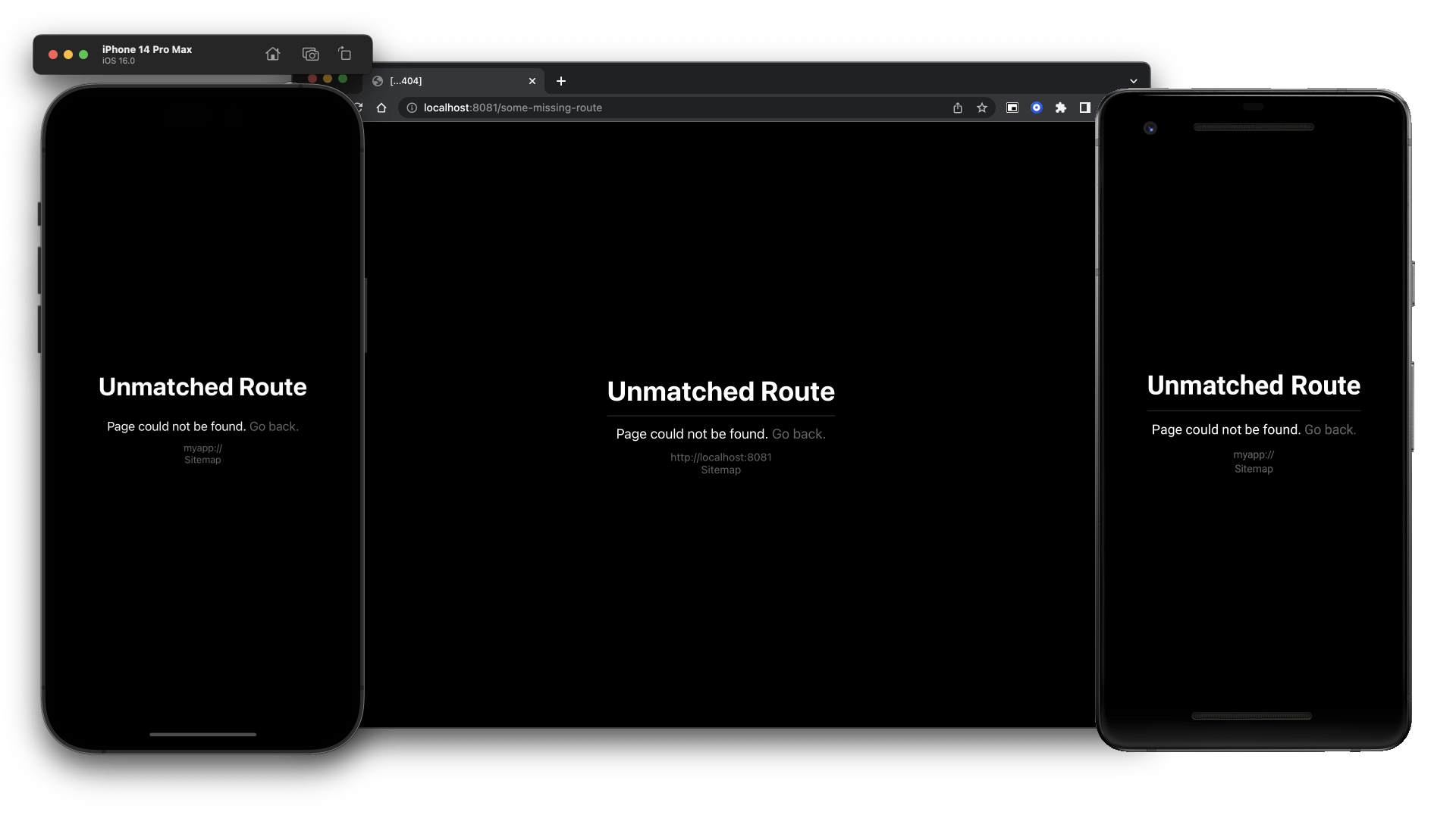 An example of unmatched routes displayed on all platforms.