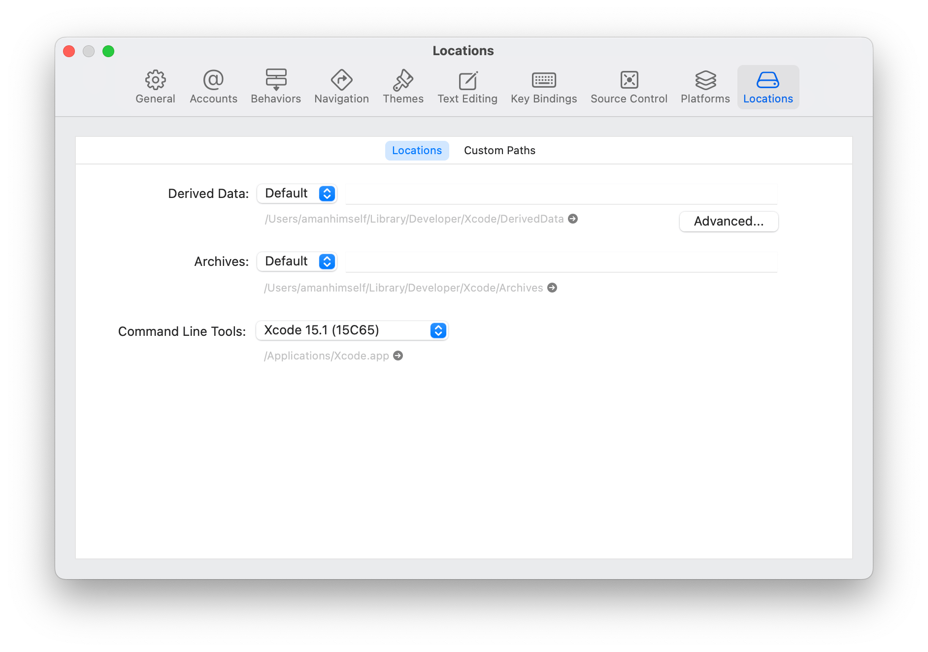 Xcode preferences