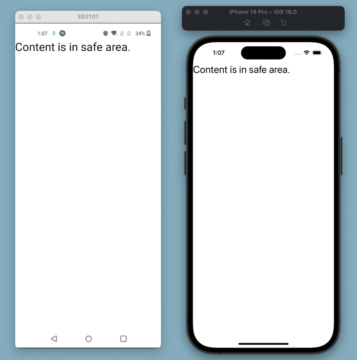 On using react-native-safe-area-context, the content is positioned within the safe area.