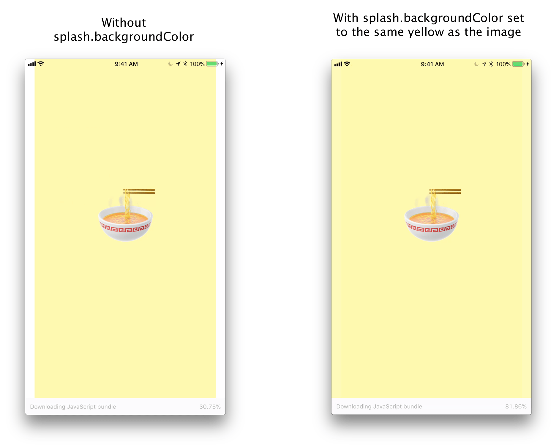 Splash screen with background color